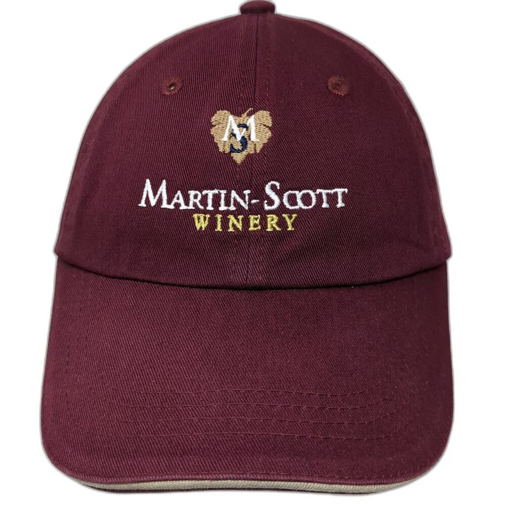 Port Authority Baseball Cap Red One Size Martin-Scott Winery Sandwich Brim Hat